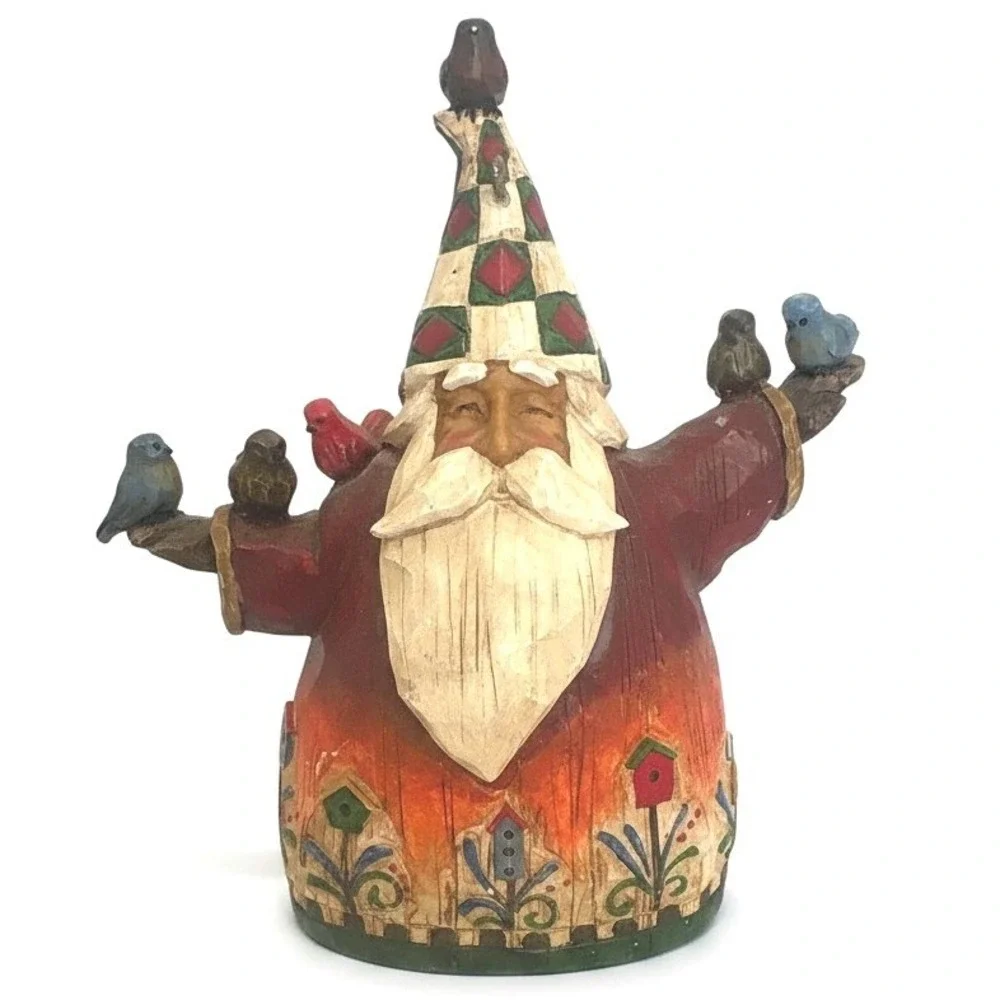 Jim Shore Heartwood Creek Santa Figurine OS Red Excellent B107458 Birds